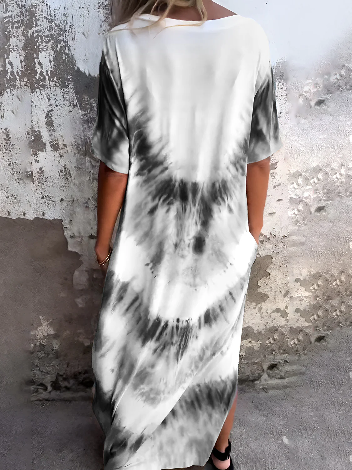 Full Size Pocketed Tie-Dye Short Sleeve Dress - Image 8