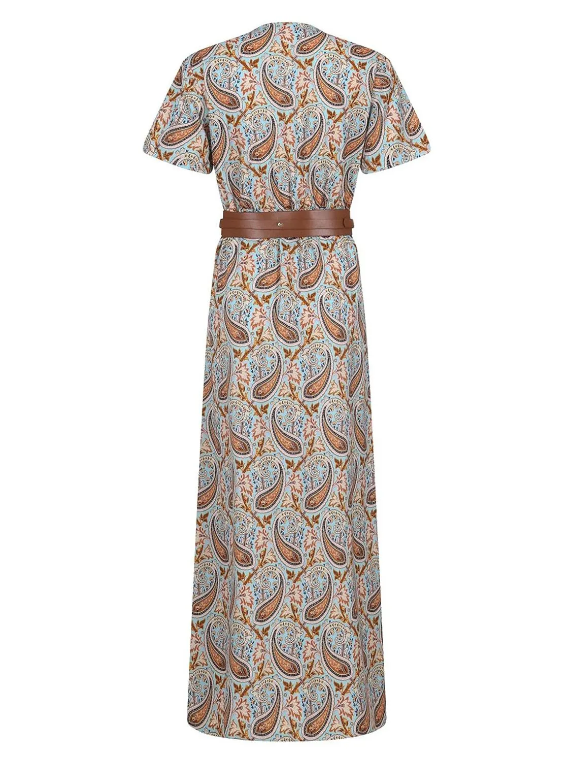 Full Size Printed V-Neck Short Sleeve Maxi Dress Plus Size - Image 5