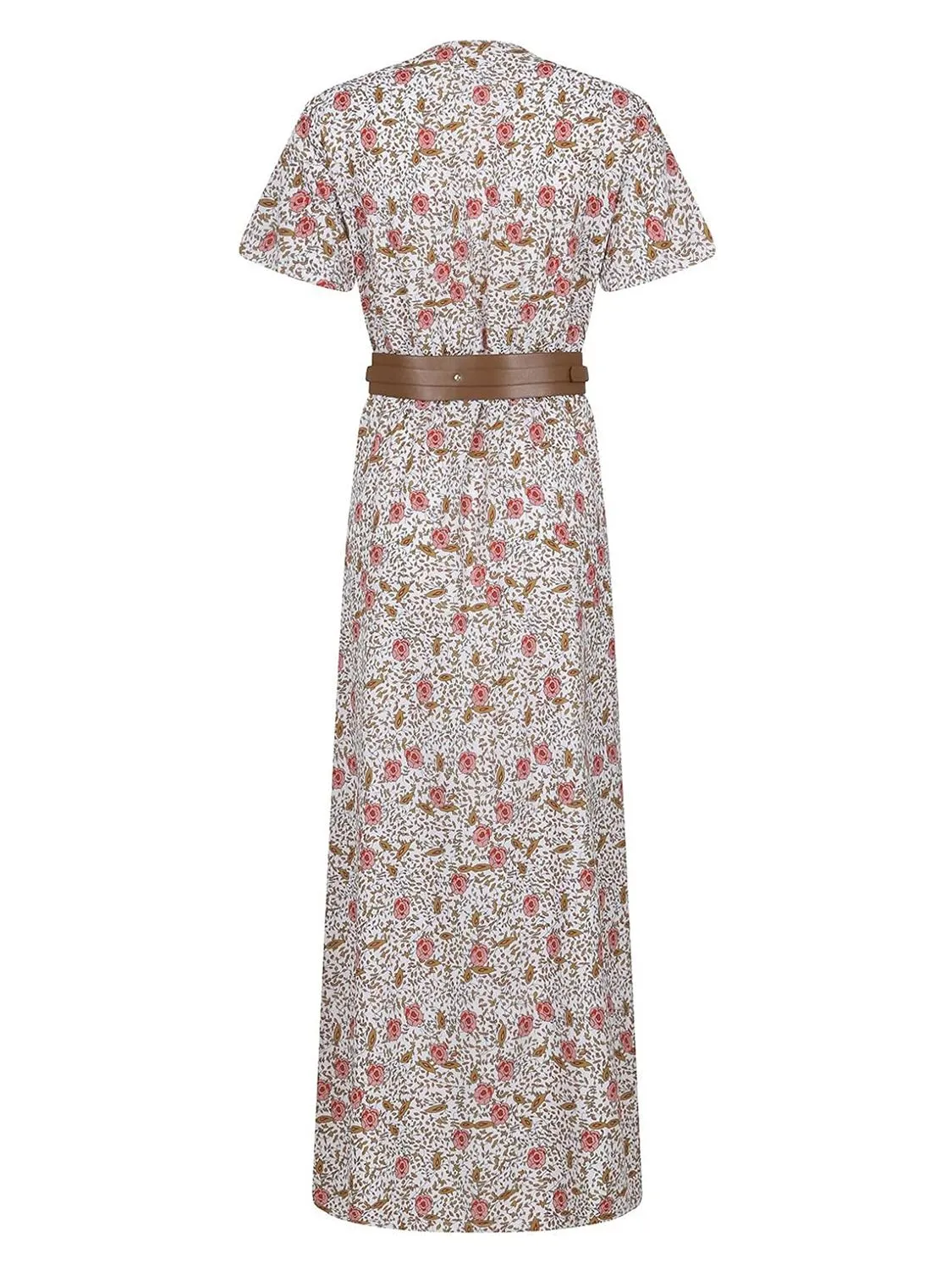 Full Size Printed V-Neck Short Sleeve Maxi Dress Plus Size - Image 8
