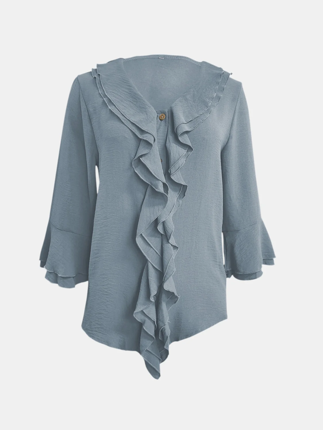 Full Size Ruffled V-Neck Flounce Sleeve Blouse - Image 14