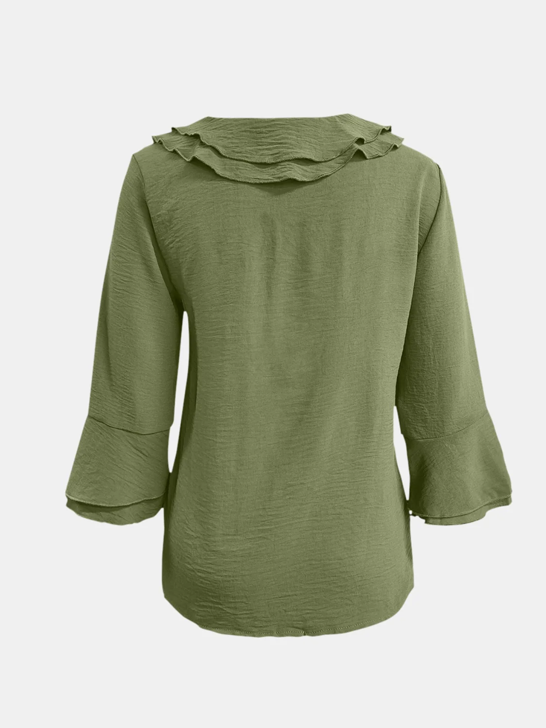 Full Size Ruffled V-Neck Flounce Sleeve Blouse - Image 20