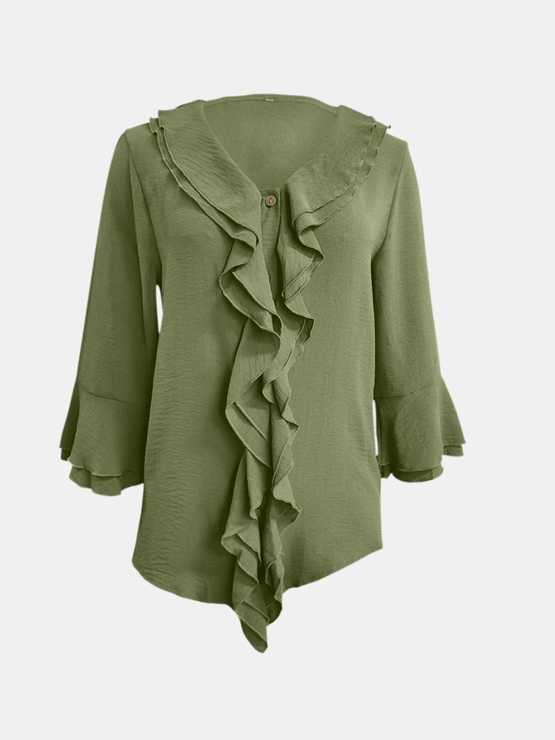 Full Size Ruffled V-Neck Flounce Sleeve Blouse - Image 21
