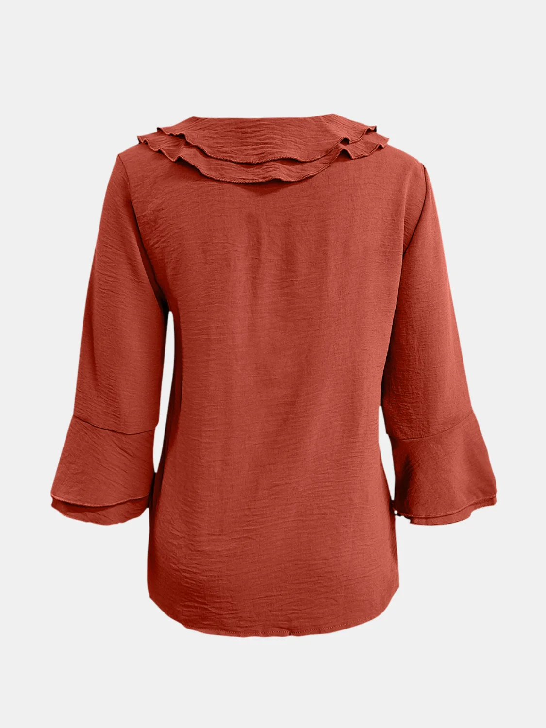 Full Size Ruffled V-Neck Flounce Sleeve Blouse - Image 3