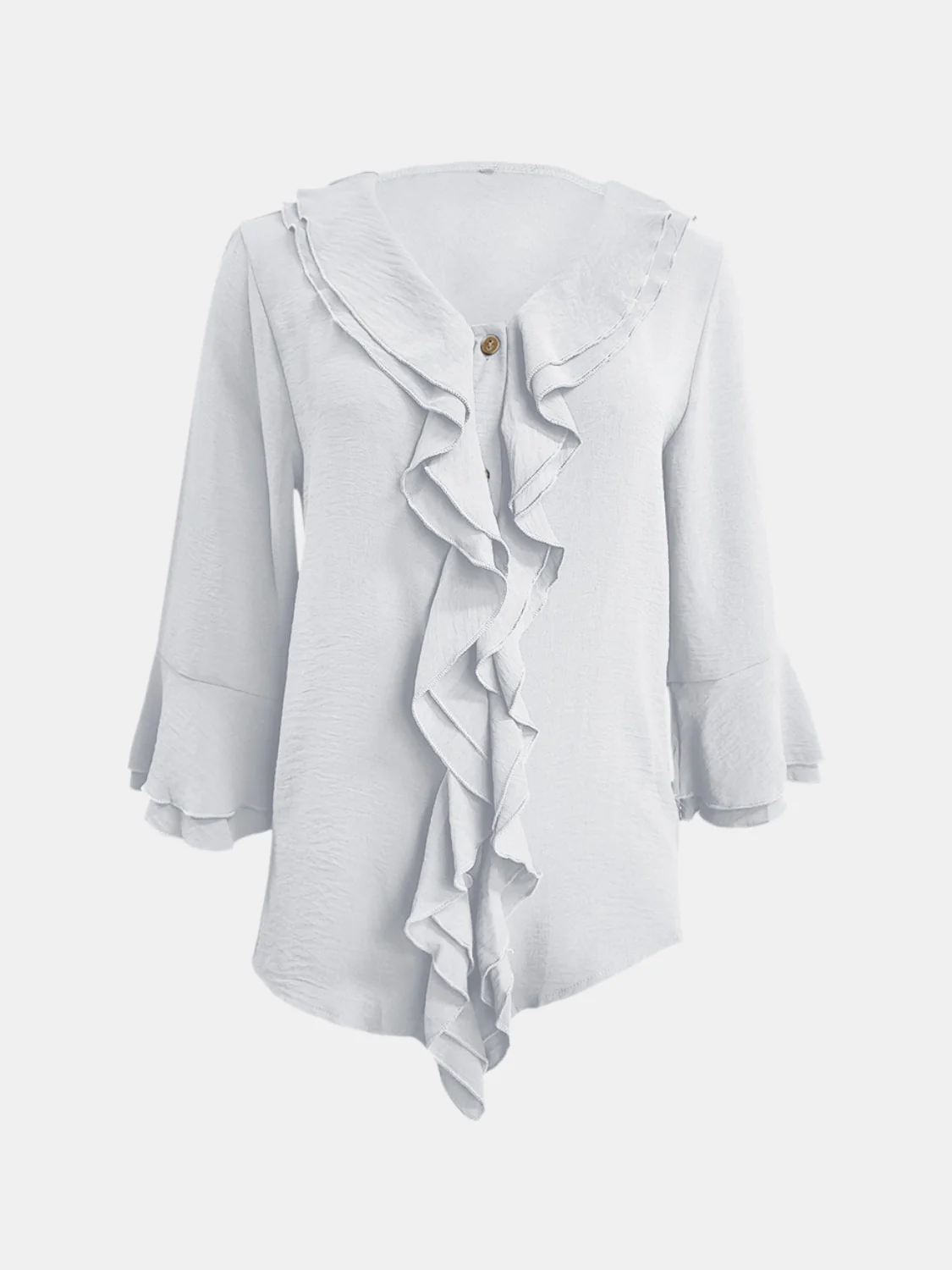 Full Size Ruffled V-Neck Flounce Sleeve Blouse - Image 5