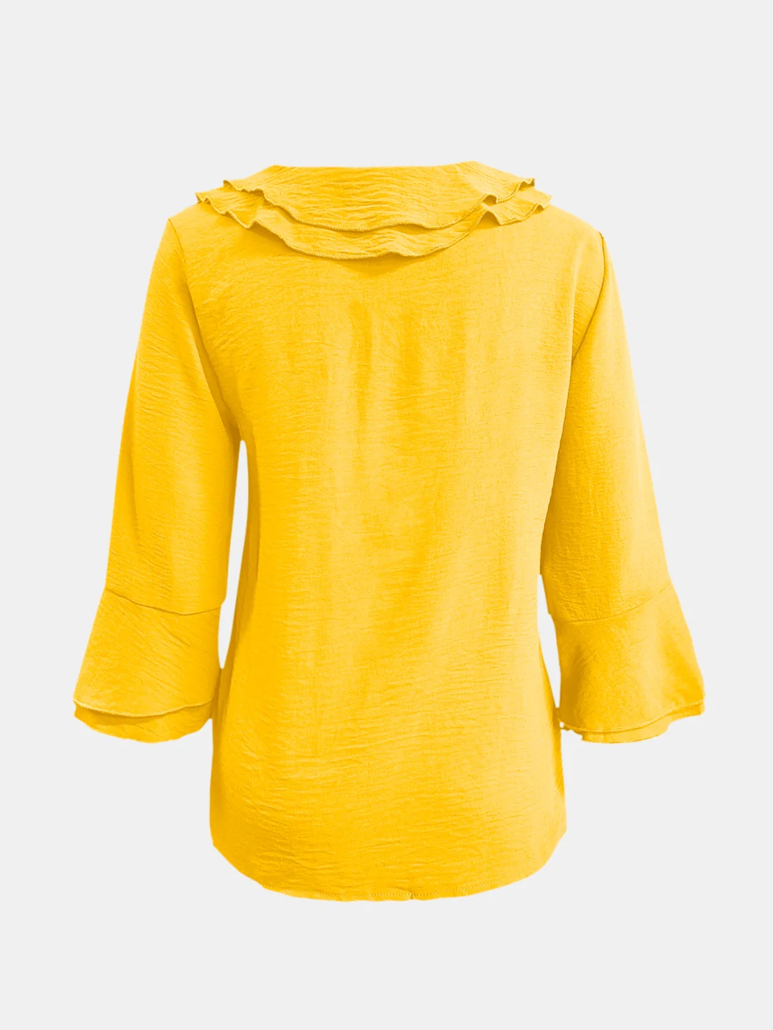 Full Size Ruffled V-Neck Flounce Sleeve Blouse - Image 9