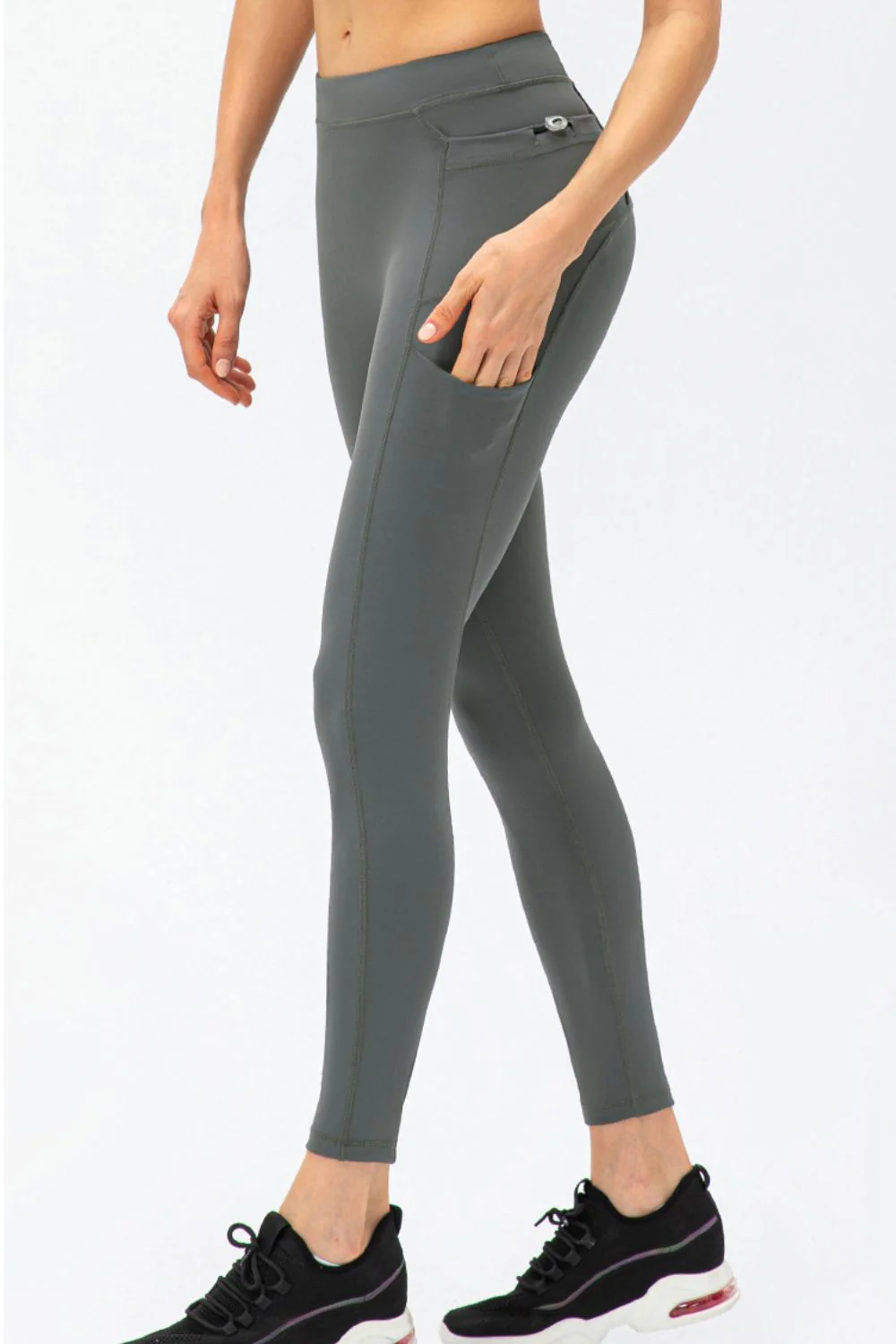 Full Size Slim Fit High Waist Long Sports Pants with Pockets - Image 8