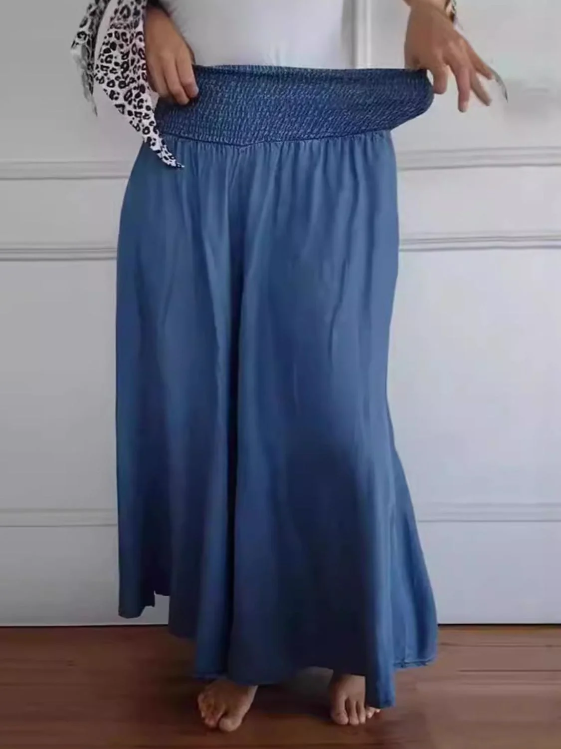 Full Size Smocked Wide Leg Pants with Pockets - Image 5