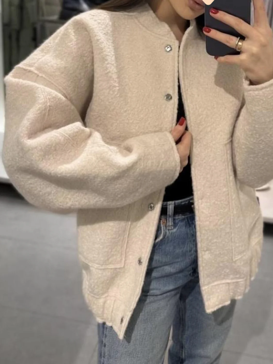 Full Size Snap Down Drop Shoulder Jacket - Image 10
