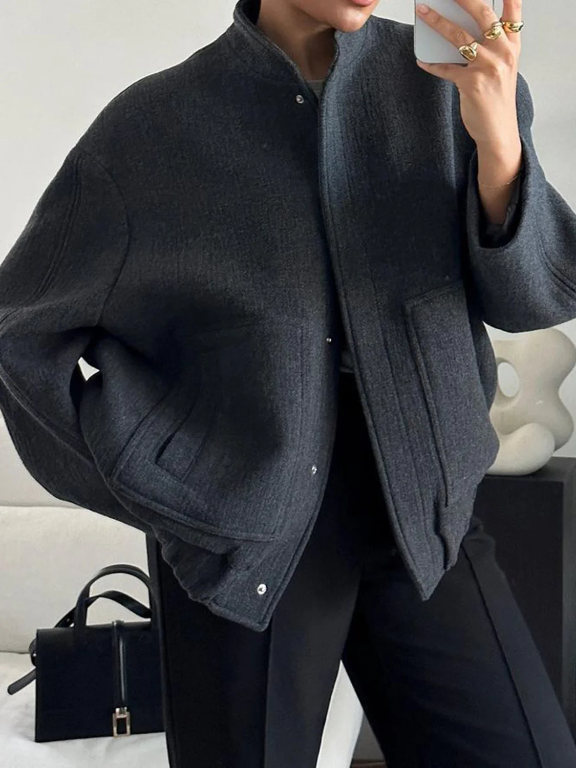 Full Size Snap Down Drop Shoulder Jacket - Image 13