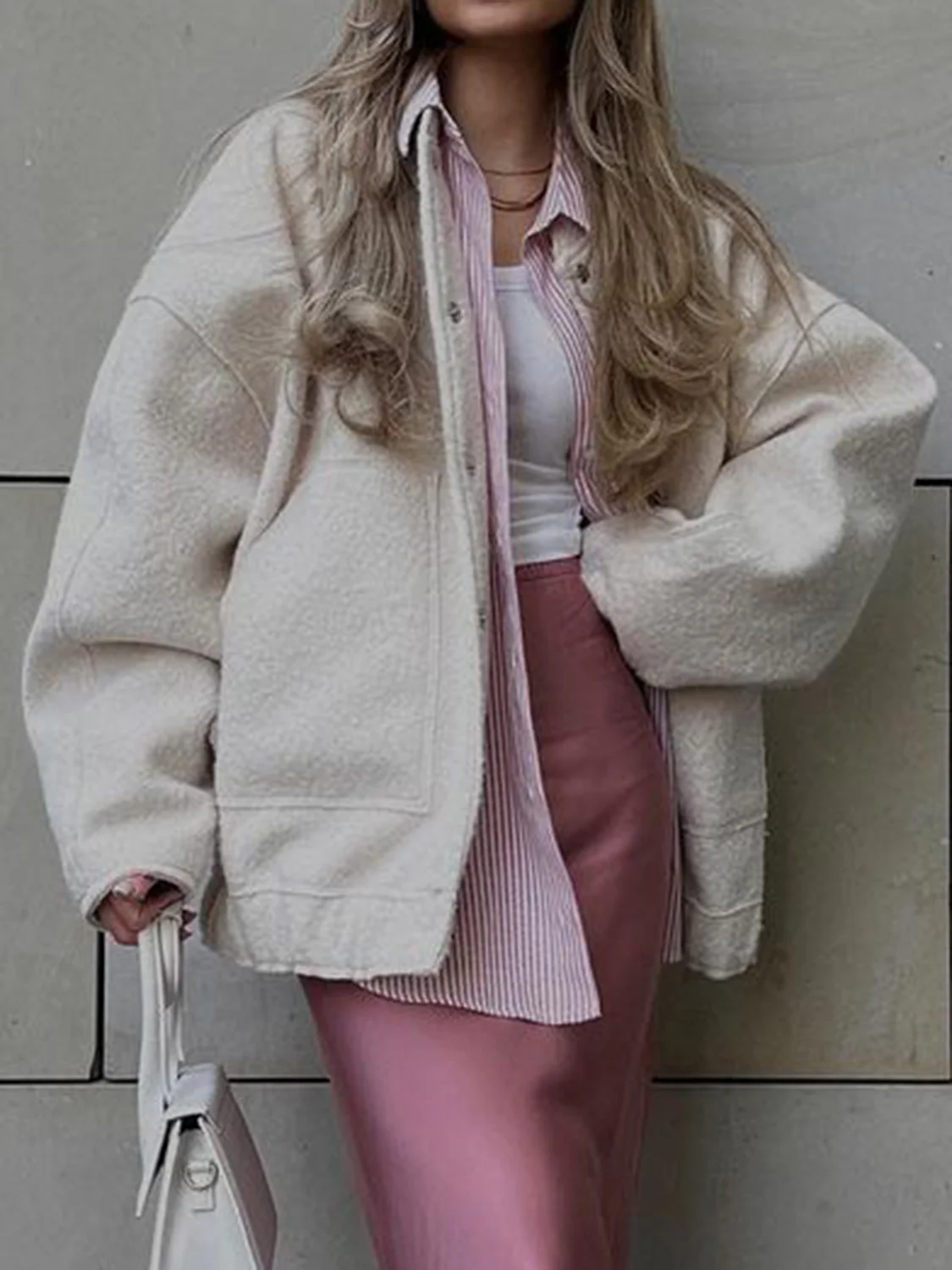 Full Size Snap Down Drop Shoulder Jacket - Image 2