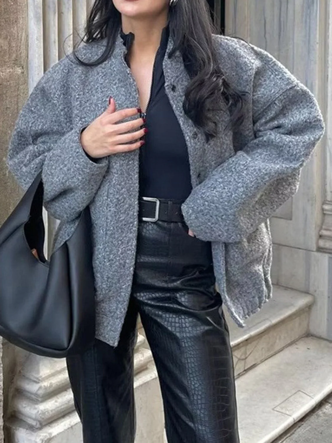 Full Size Snap Down Drop Shoulder Jacket - Image 6