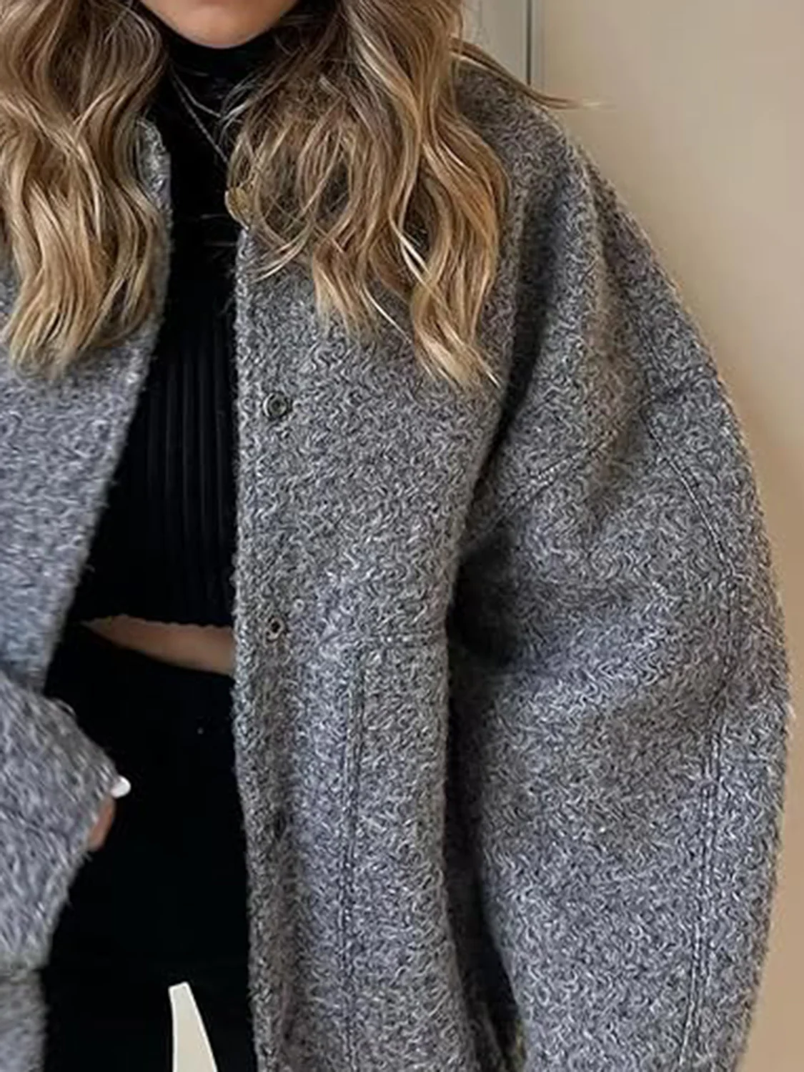 Full Size Snap Down Drop Shoulder Jacket - Image 7