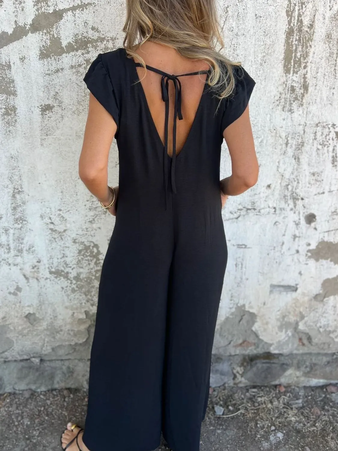 Full Size V-Neck Cap Sleeve Wide Leg Jumpsuit Plus Size - Image 21