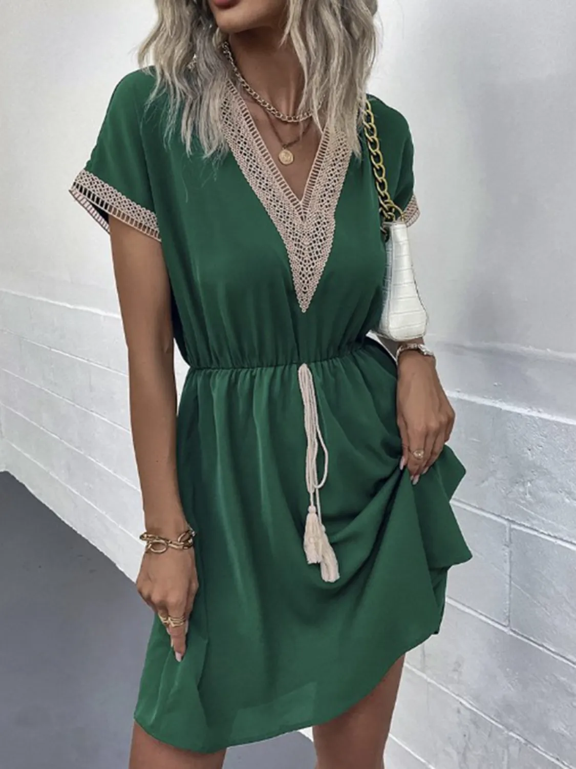 Full Size V-Neck Short Sleeve Dress Plus Size - Image 14