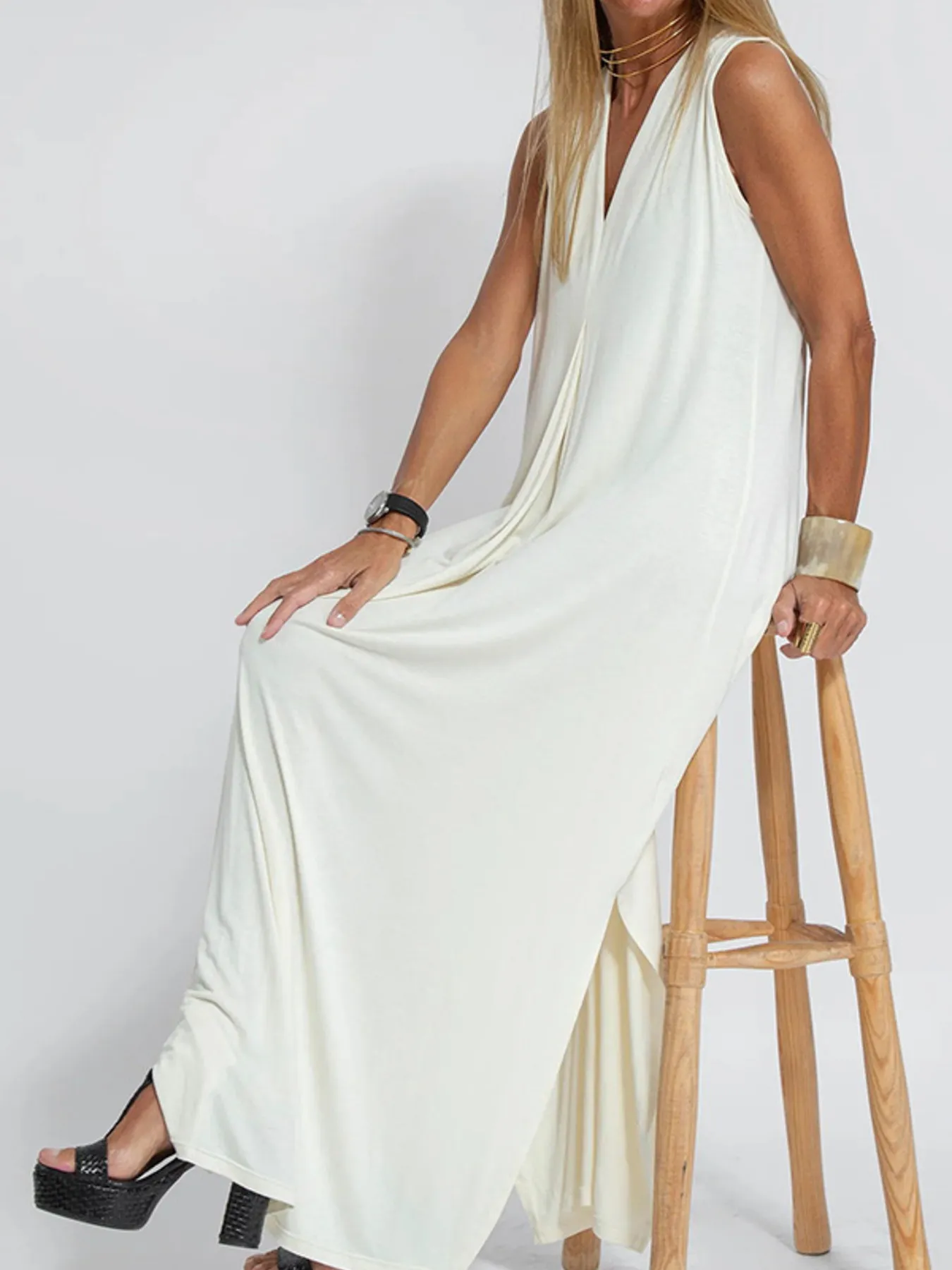 Full Size V-Neck Sleeveless Maxi Dress with Slit Plus Size - Image 14