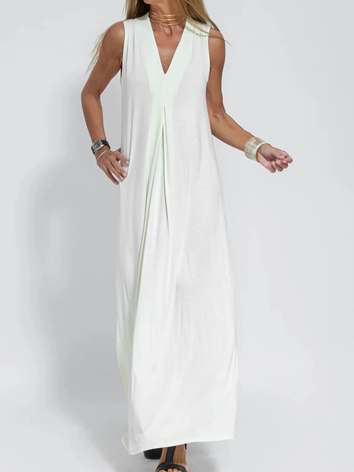 Full Size V-Neck Sleeveless Maxi Dress with Slit Plus Size - Image 15
