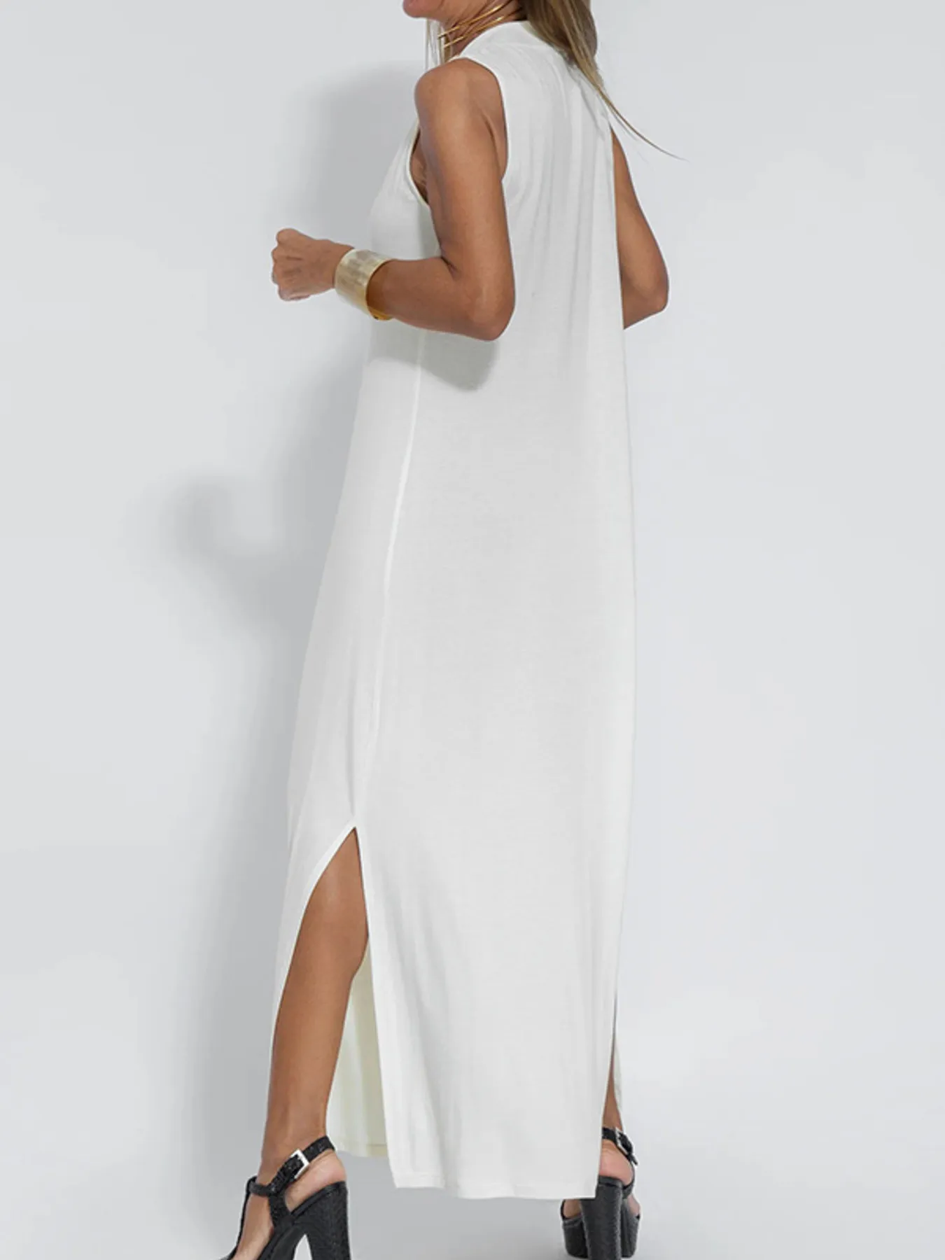 Full Size V-Neck Sleeveless Maxi Dress with Slit Plus Size - Image 16