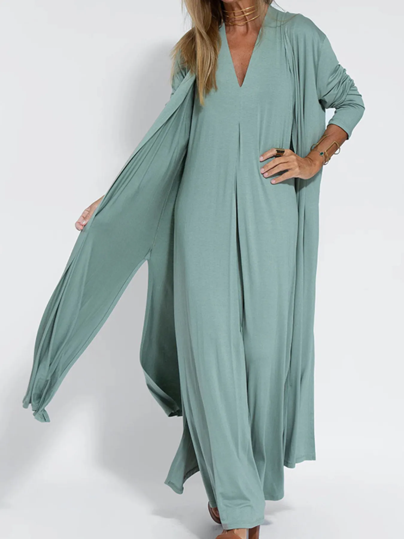 Full Size V-Neck Sleeveless Maxi Dress with Slit Plus Size - Image 5