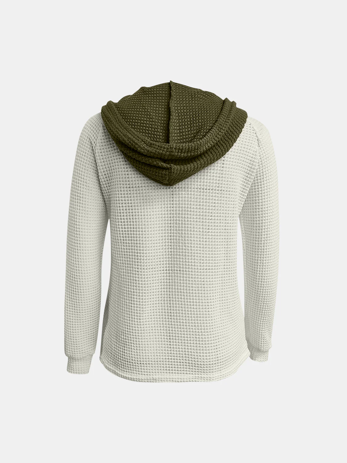 Full Size Waffle-Knit Contrast Long Sleeve Hoodie - Image 3