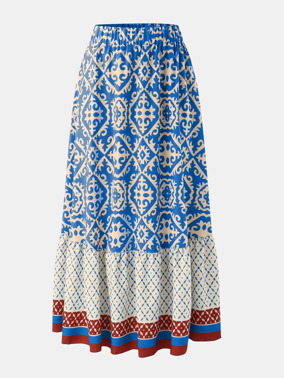 Geometric Elastic Waist Maxi Skirt - Image 13