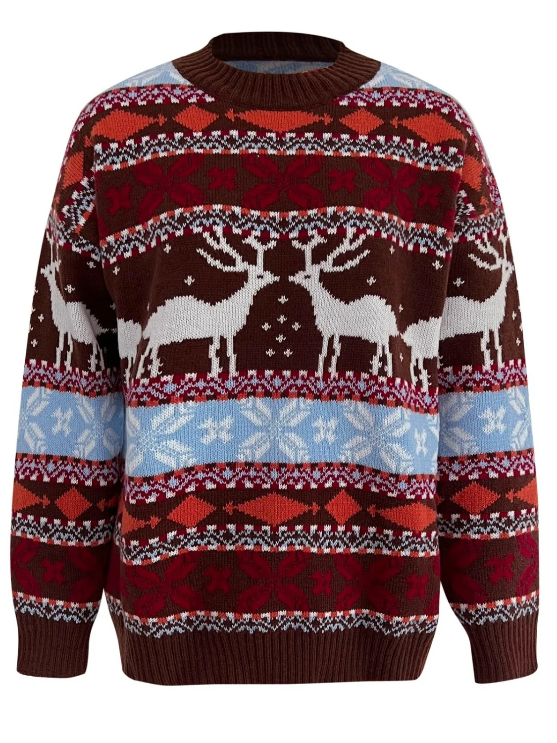 Geometric Round Neck Dropped Shoulder Sweater - Image 11