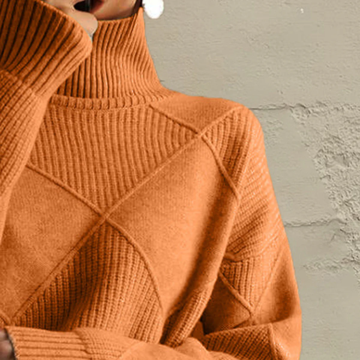Geometric Turtleneck Long Sleeve Sweater - Image 15