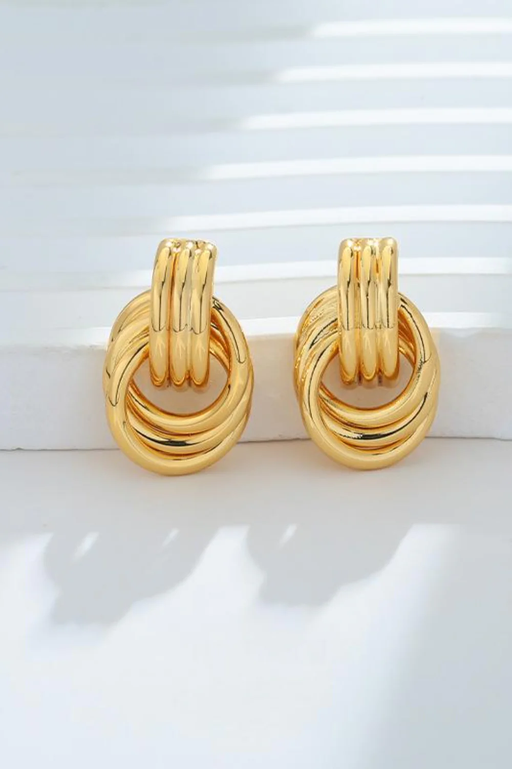 Gold-Plated Knotted Stud Earrings - Image 2