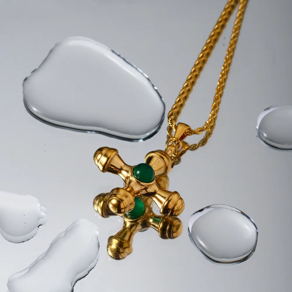 Gold-Plated Stainless Steel Cross Shape Pendant Necklace - Image 5