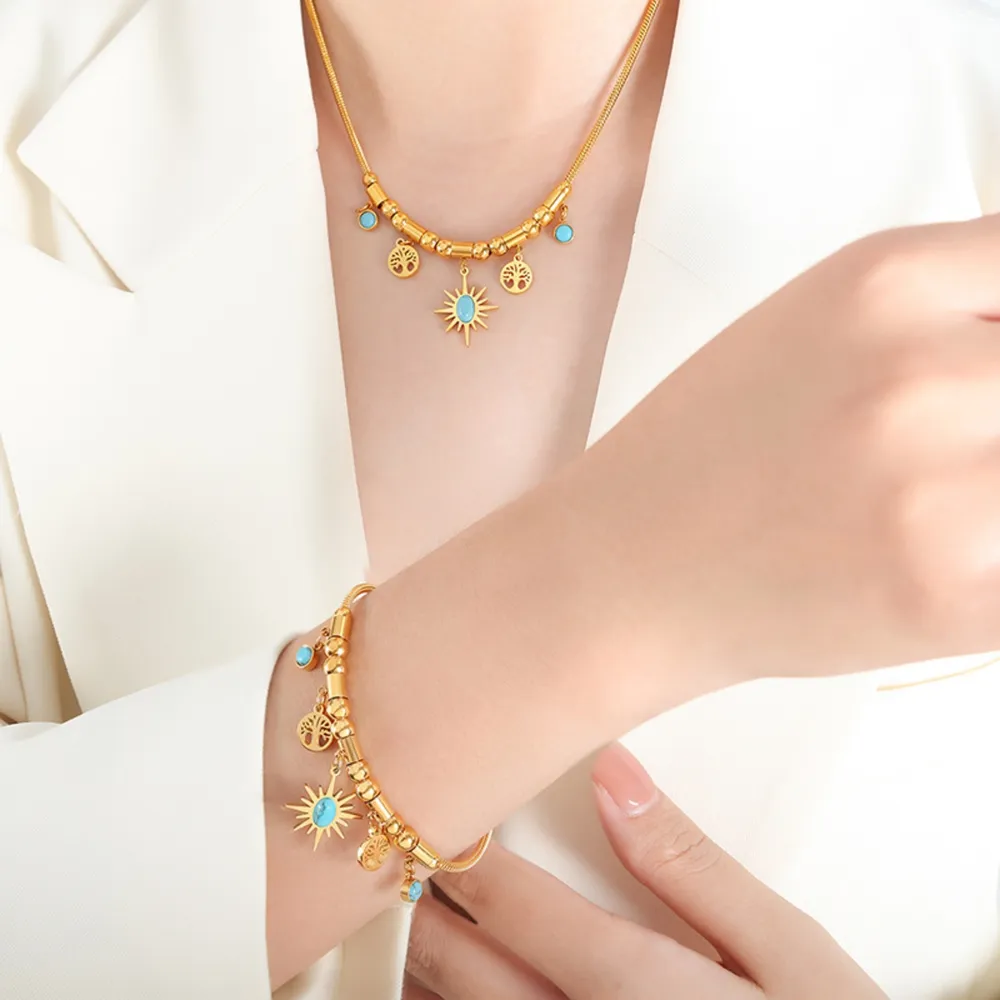Gold-Plated Titanium Steel Charm Bracelet - Image 5