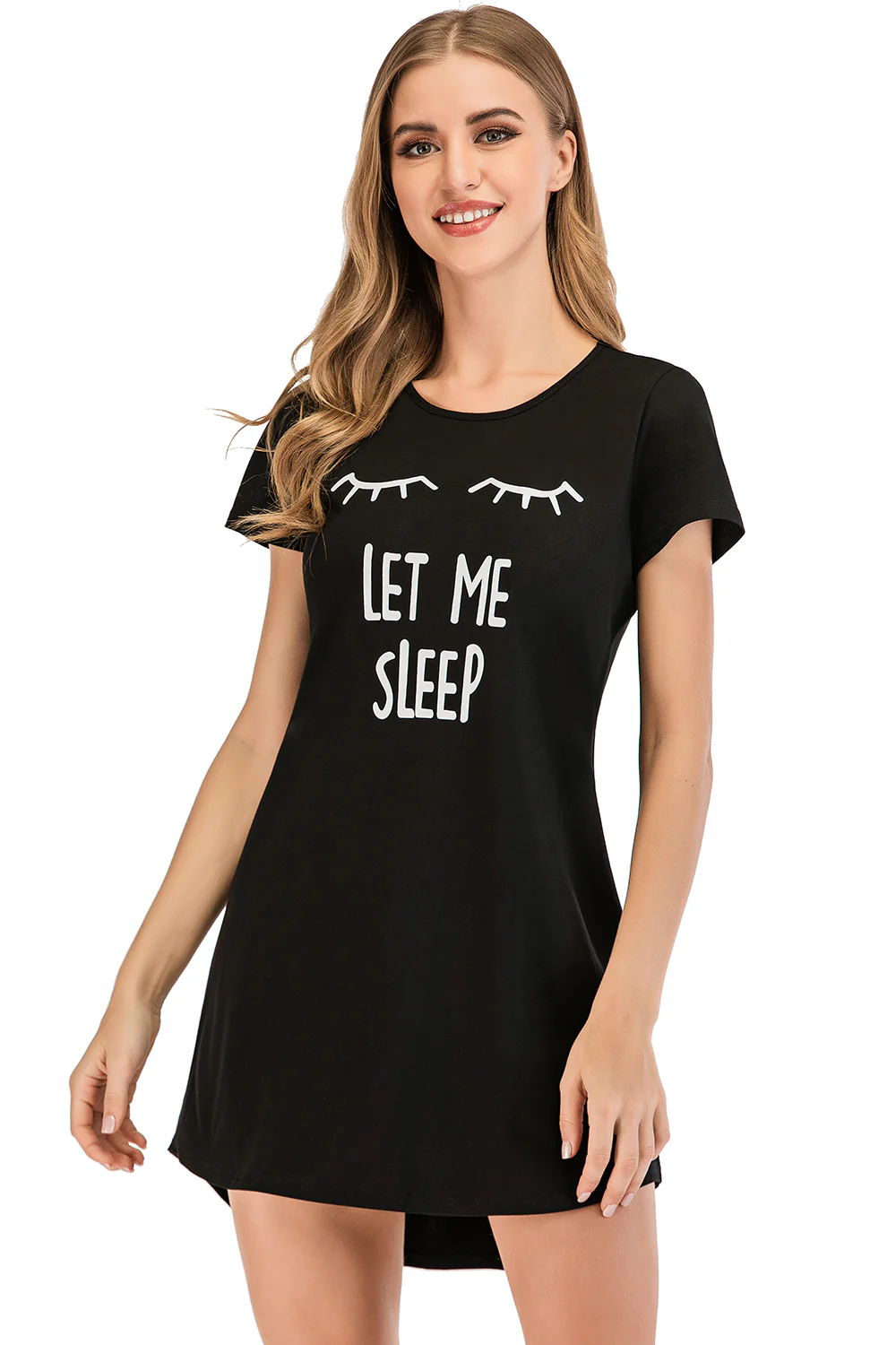 Graphic Round Neck Short Sleeve Lounge Dress - Image 13
