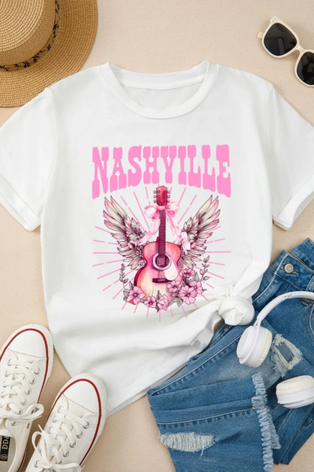 Graphic Round Neck Short Sleeve T-Shirt - Image 5