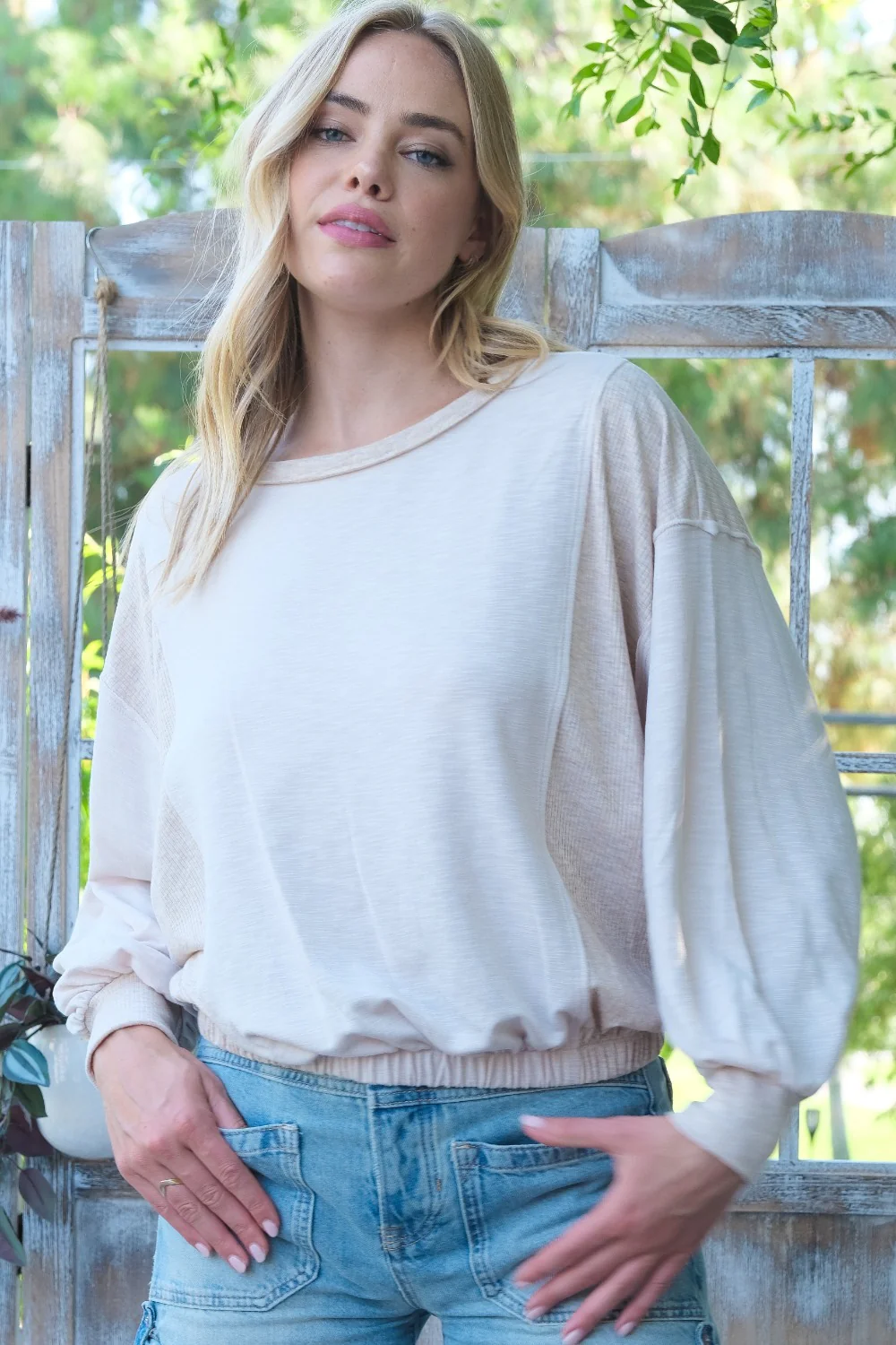 Hailey & Co Rib and Two Tone Knit Mixed Top - Image 3