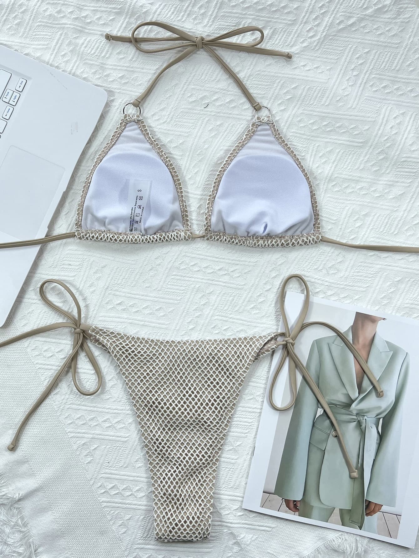 Halter Neck Tie Back Bikini Set - Image 4