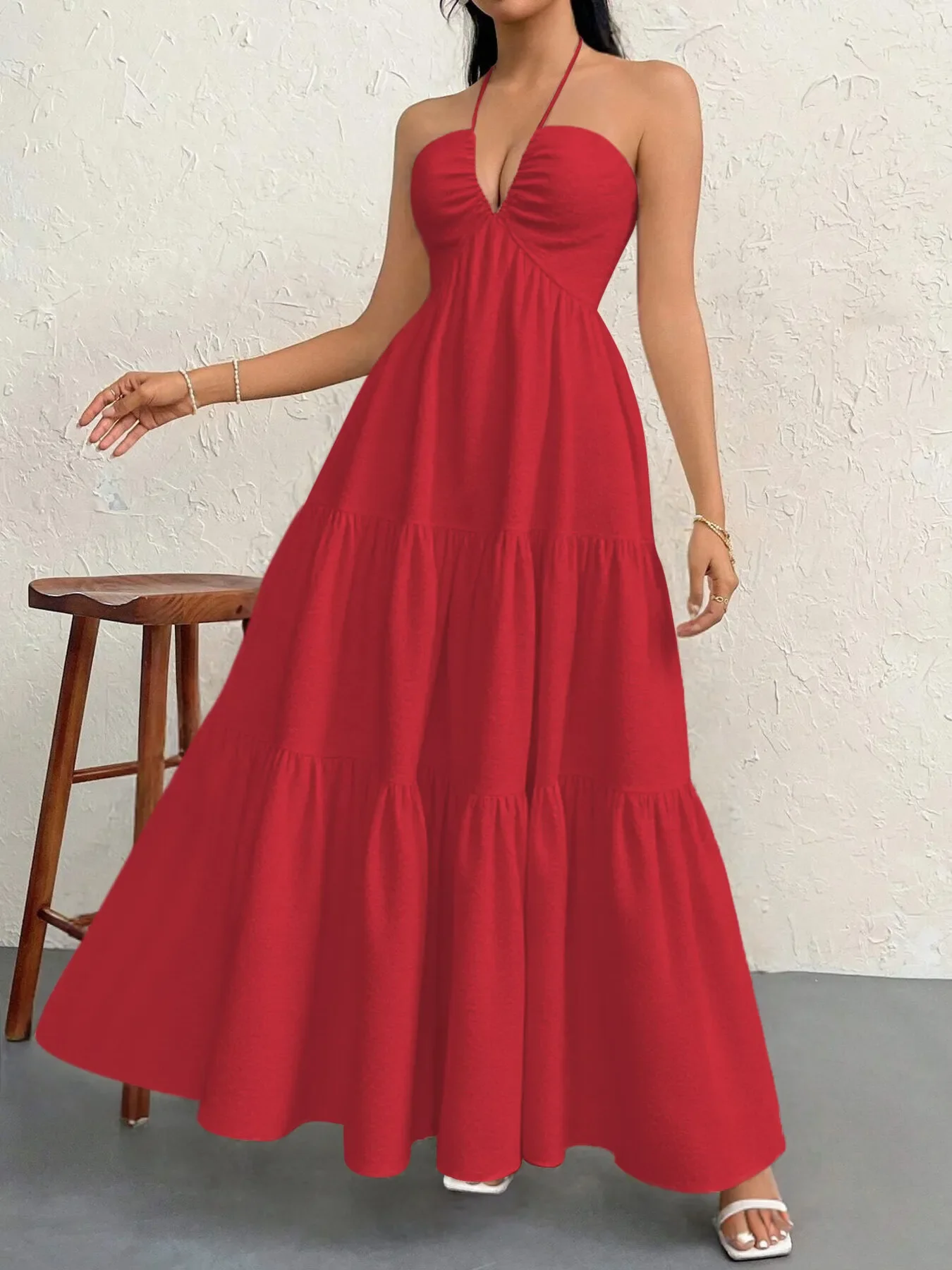Halter Neck Tiered Maxi Dress - Image 14