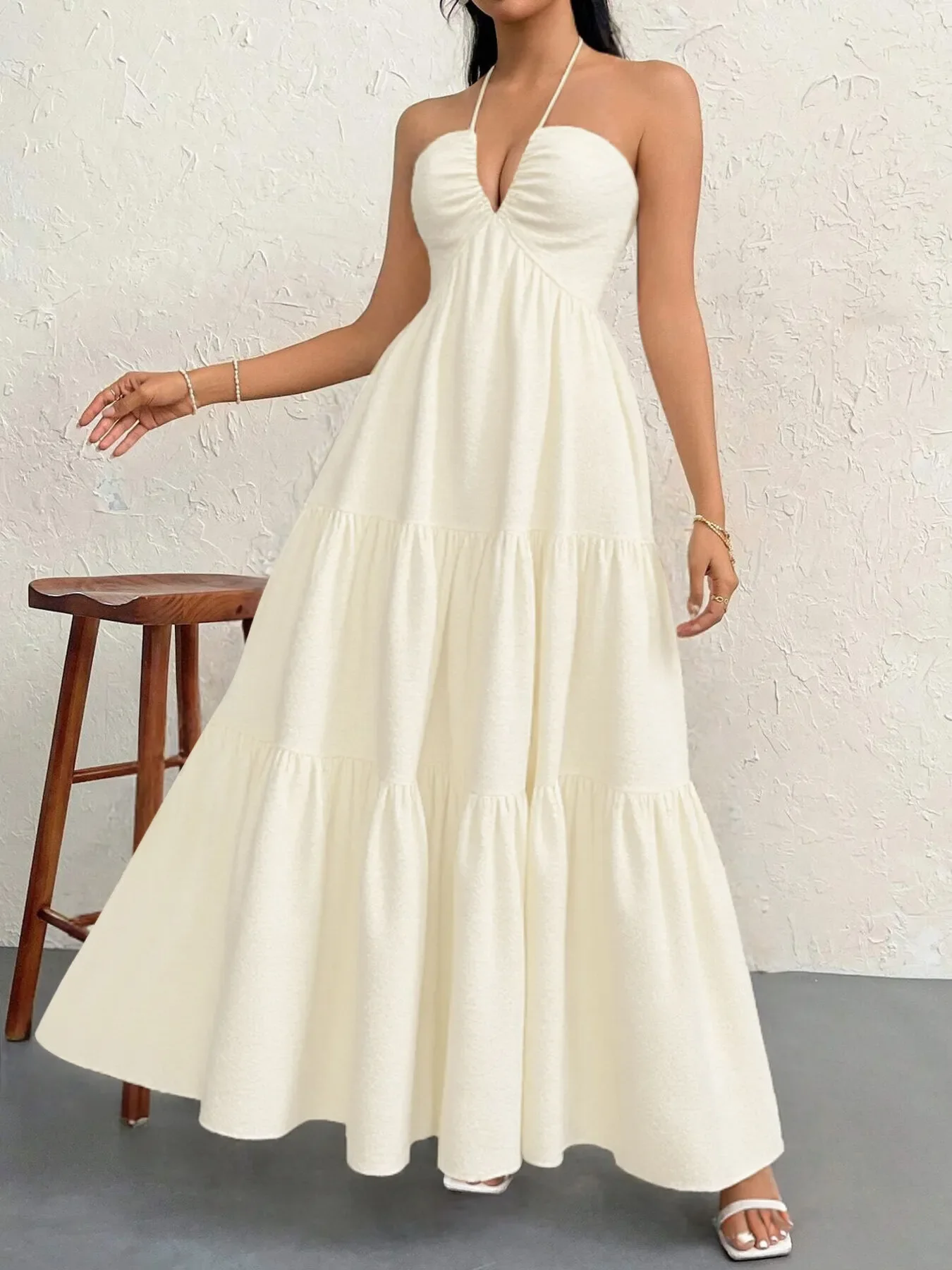 Halter Neck Tiered Maxi Dress - Image 4
