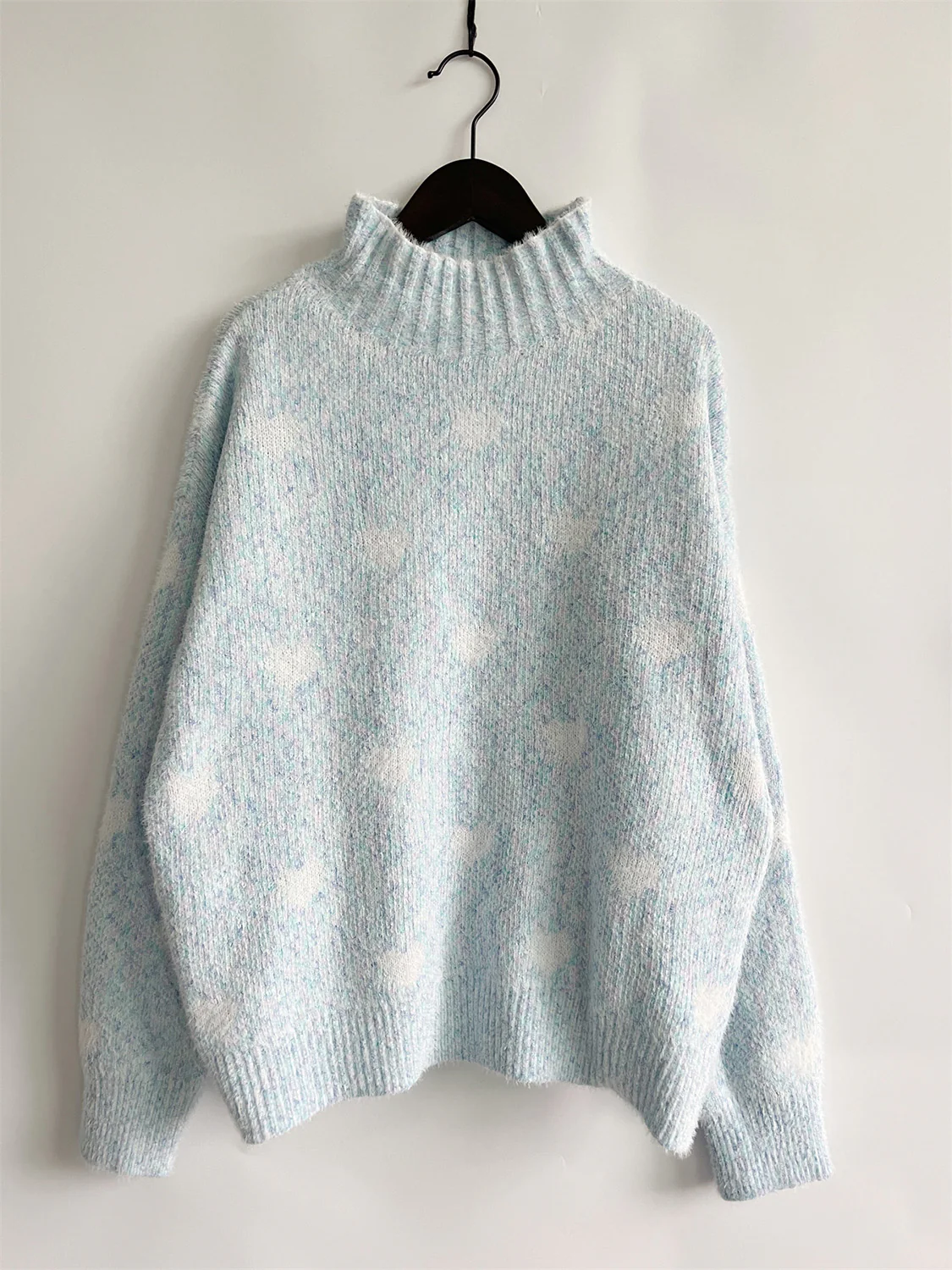 Heart Heathered Turtleneck Drop Shoulder Sweater - Image 7