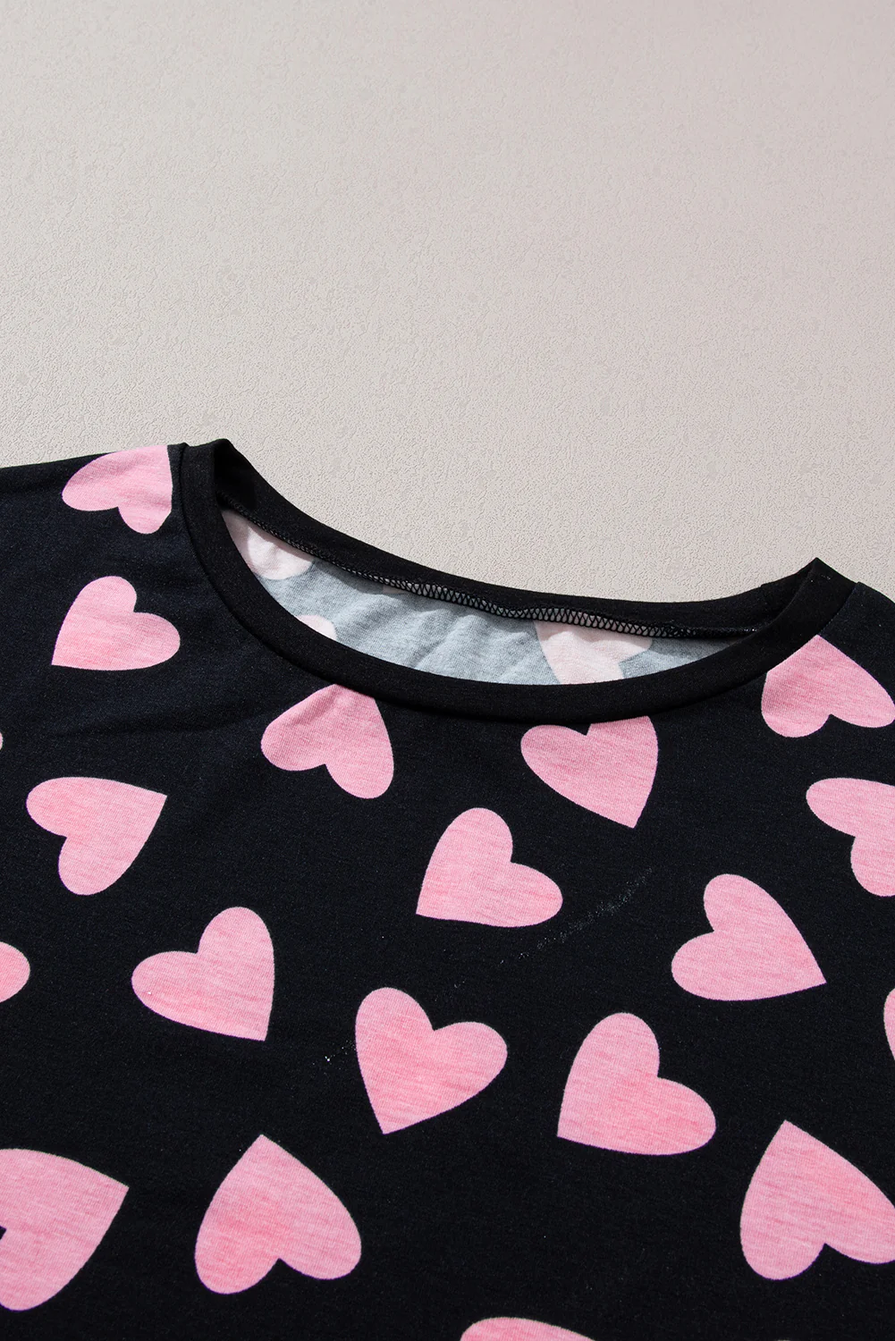 Heart Print Long Sleeve Top and Shorts Lounge Set - Image 13
