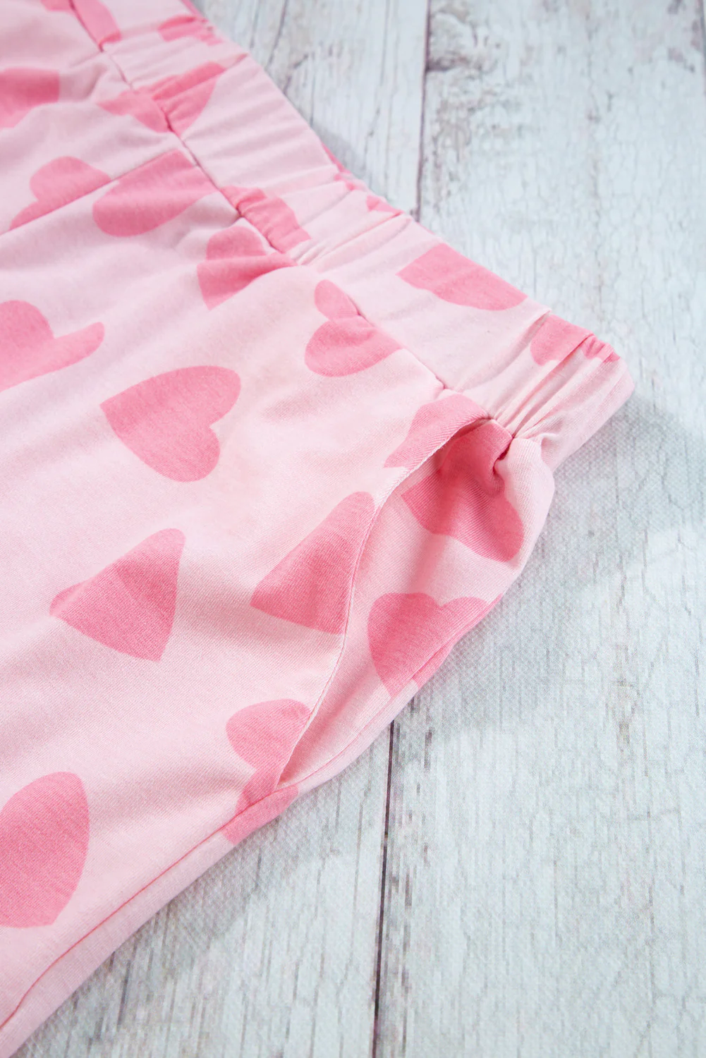 Heart Print Long Sleeve Top and Shorts Lounge Set - Image 6