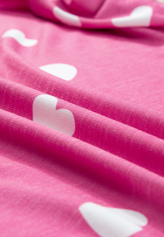Heart Round Neck Long Sleeve Top and Elastic Waist Shorts Set - Image 10