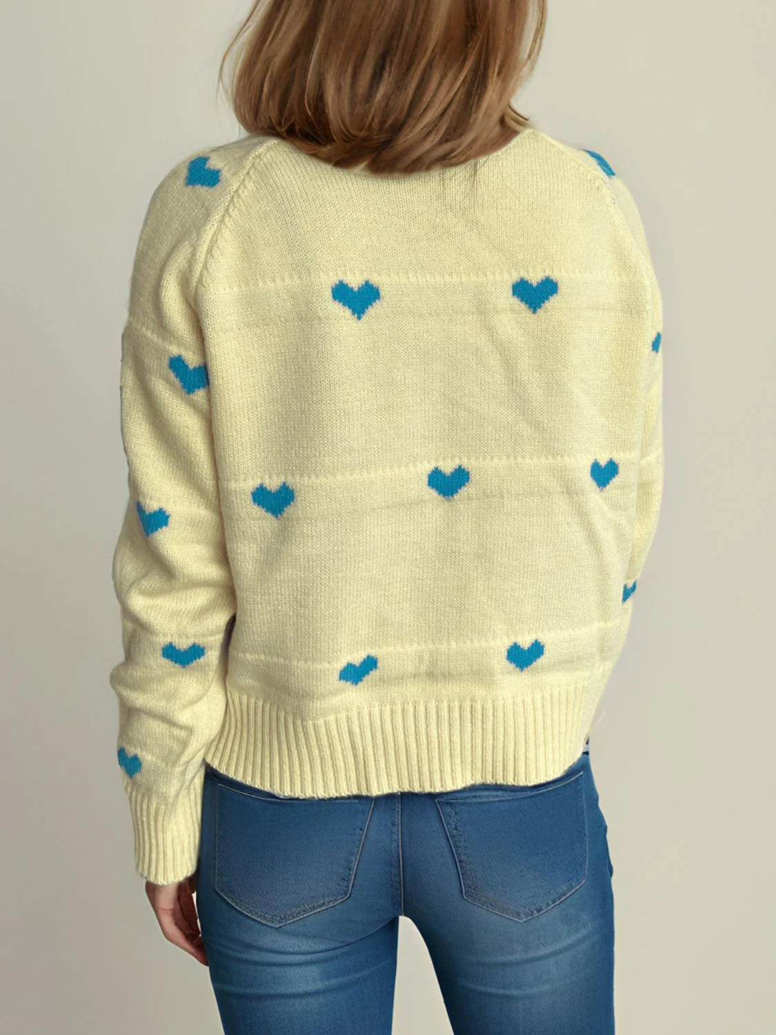 Heart Round Neck Zip Up Cardigan - Image 27