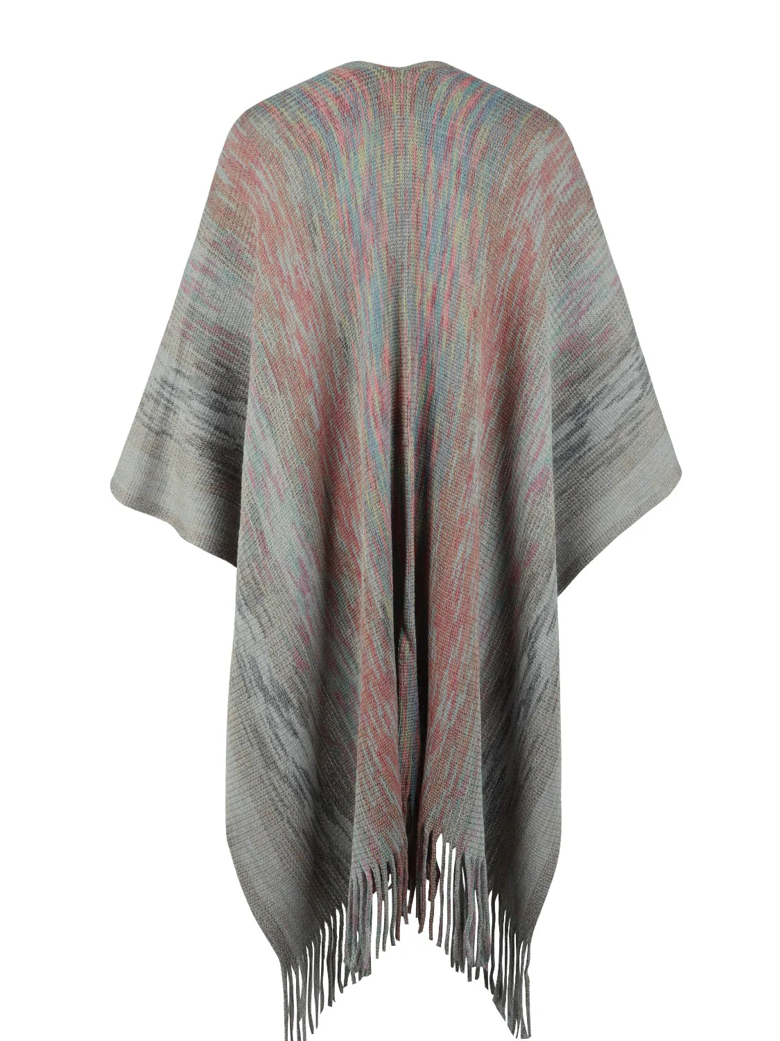 Heathered Fringe Hem Poncho - Image 15