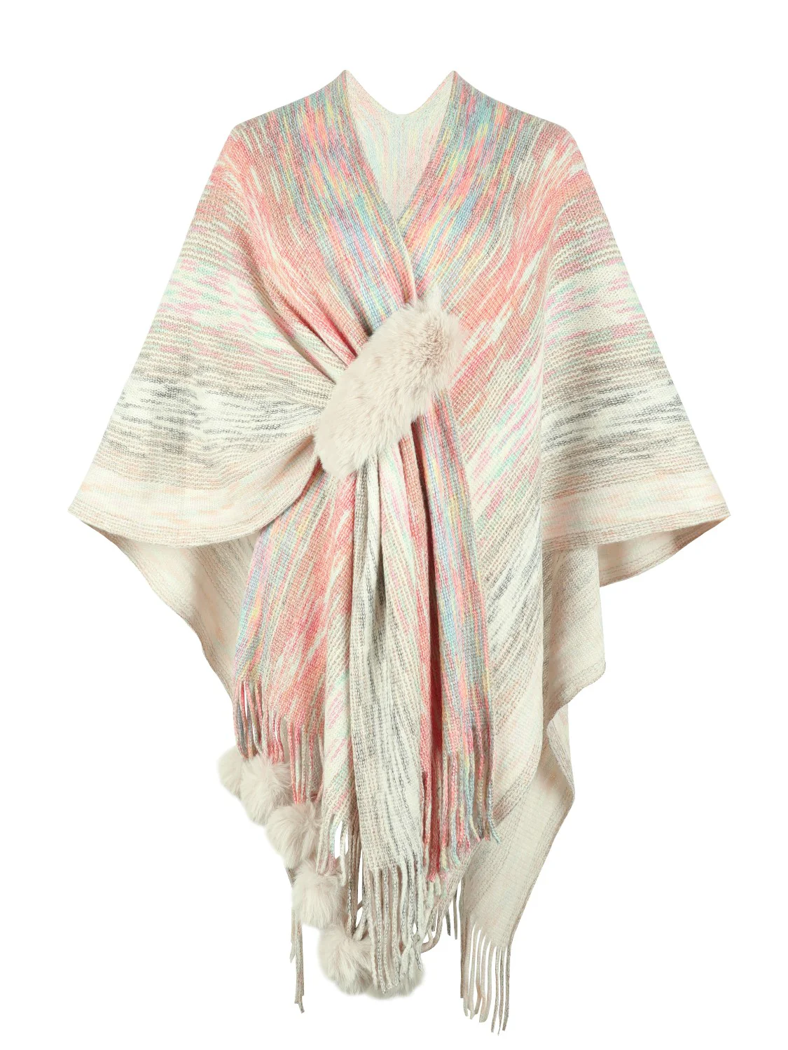 Heathered Fringe Hem Poncho - Image 17