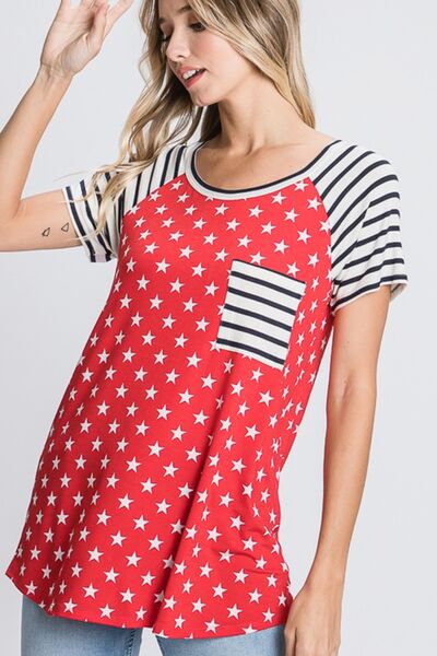 Heimish Full Size Star & Striped Round Neck Short Sleeve T-Shirt Plus Size - Image 2