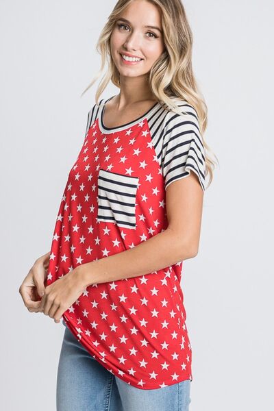 Heimish Full Size Star & Striped Round Neck Short Sleeve T-Shirt Plus Size - Image 3