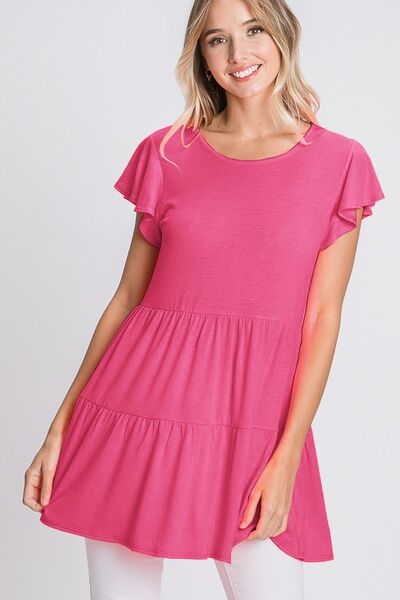 Heimish Full Size Tiered Round Neck Ruffle Sleeve Top Plus Size - Image 2