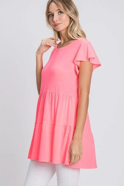 Heimish Full Size Tiered Round Neck Ruffle Sleeve Top Plus Size - Image 2