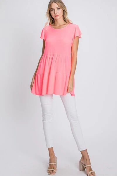 Heimish Full Size Tiered Round Neck Ruffle Sleeve Top Plus Size - Image 3