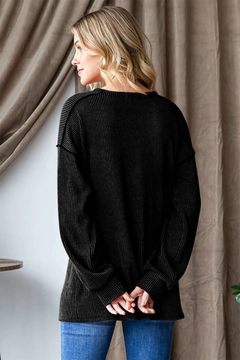 Heimish Ribbed Exposed Seam Long Sleeve T-Shirt - Image 2
