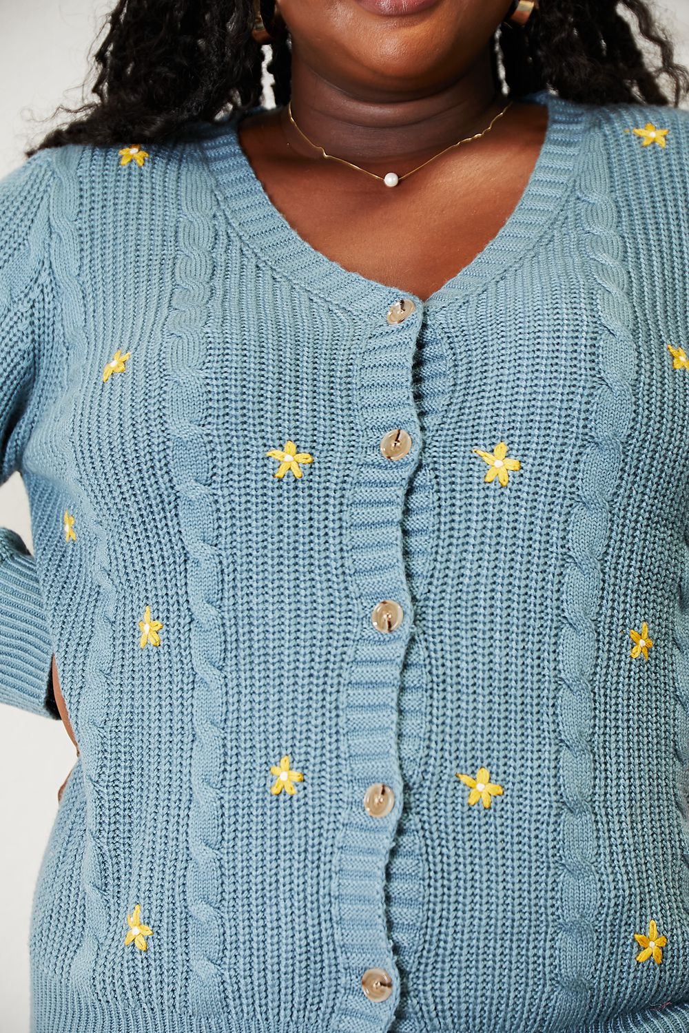 HEYSON Full Size Floral Embroidered Cable Cardigan - Image 5