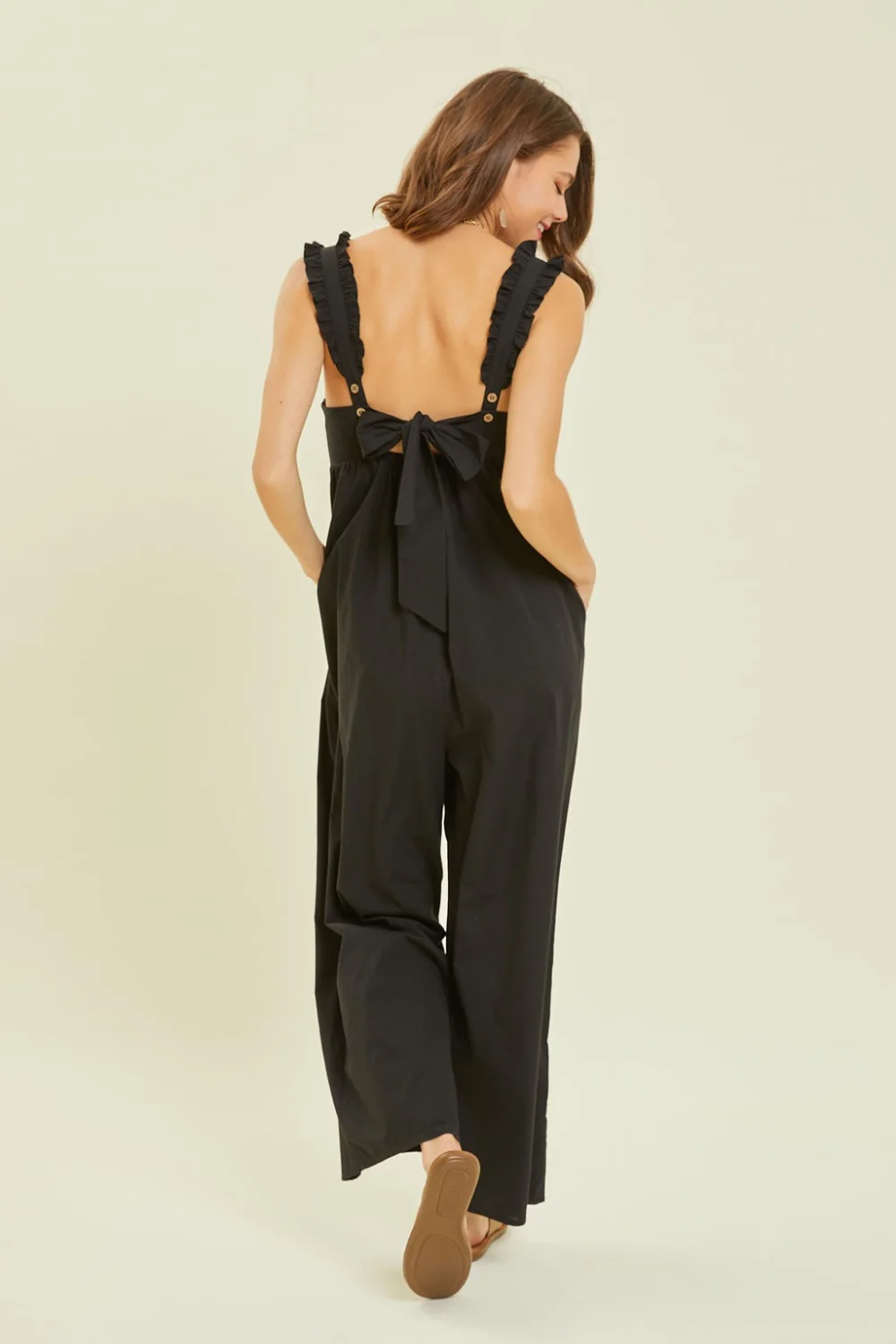 HEYSON Full Size Ruffled Strap Back Tie Wide Leg Jumpsuit - Image 2